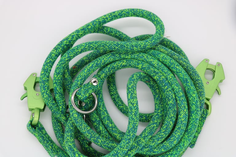 Yellow Green Speckled Upcycled Climbing Rope Dog Leash