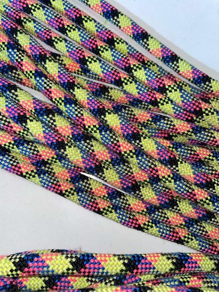Yellow Black Pink Upcycled Climbing Rope Dog Leash