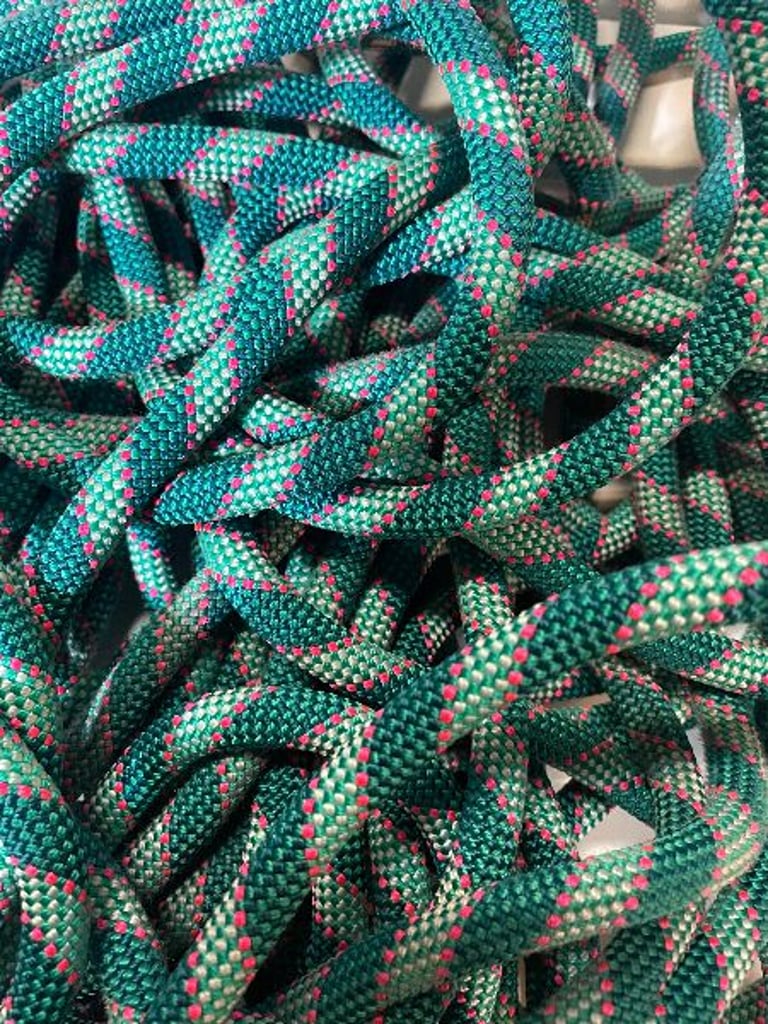 Light Blue Pink Upcycled Climbing Rope Dog Leash