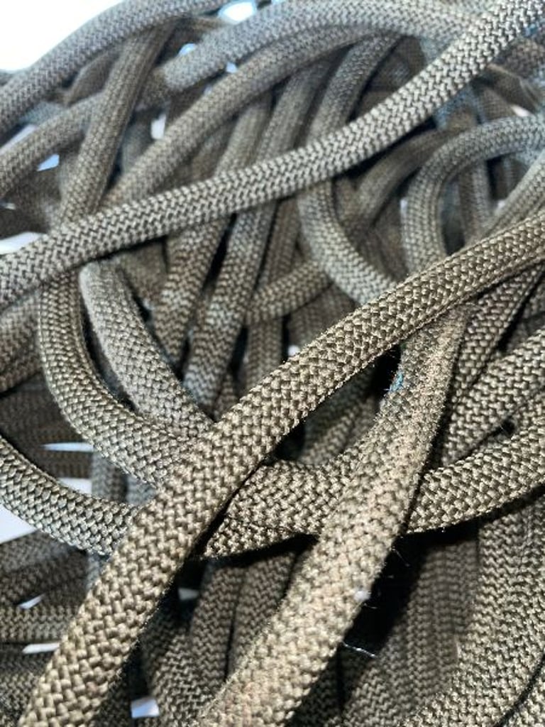 Brown Green Upcycled Climbing Rope Dog Leash