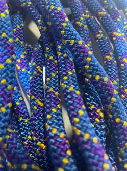 Blue/Yellow/Purple - Bold Berry - Upcycled Climbing Rope Dog Leash