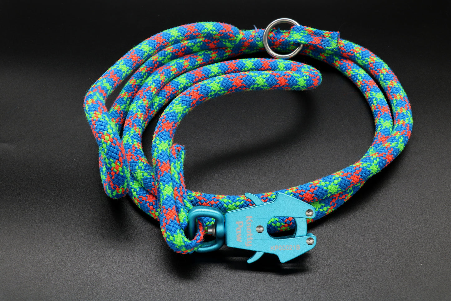 Knotty Paw Blue Red Green Upcycled Climbing Rope Dog Leash