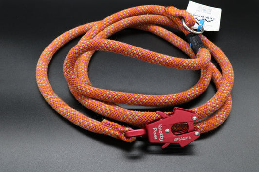 Knotty Paw Orange Red Upcycled Climbing Rope Dog Leash