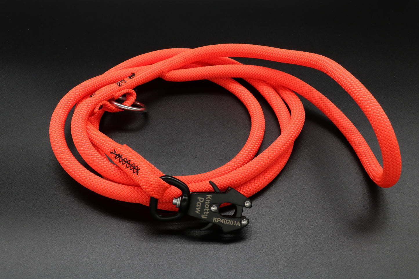 Knotty Paw Bright Orange Upcycled Climbing Rope Dog Leash 2