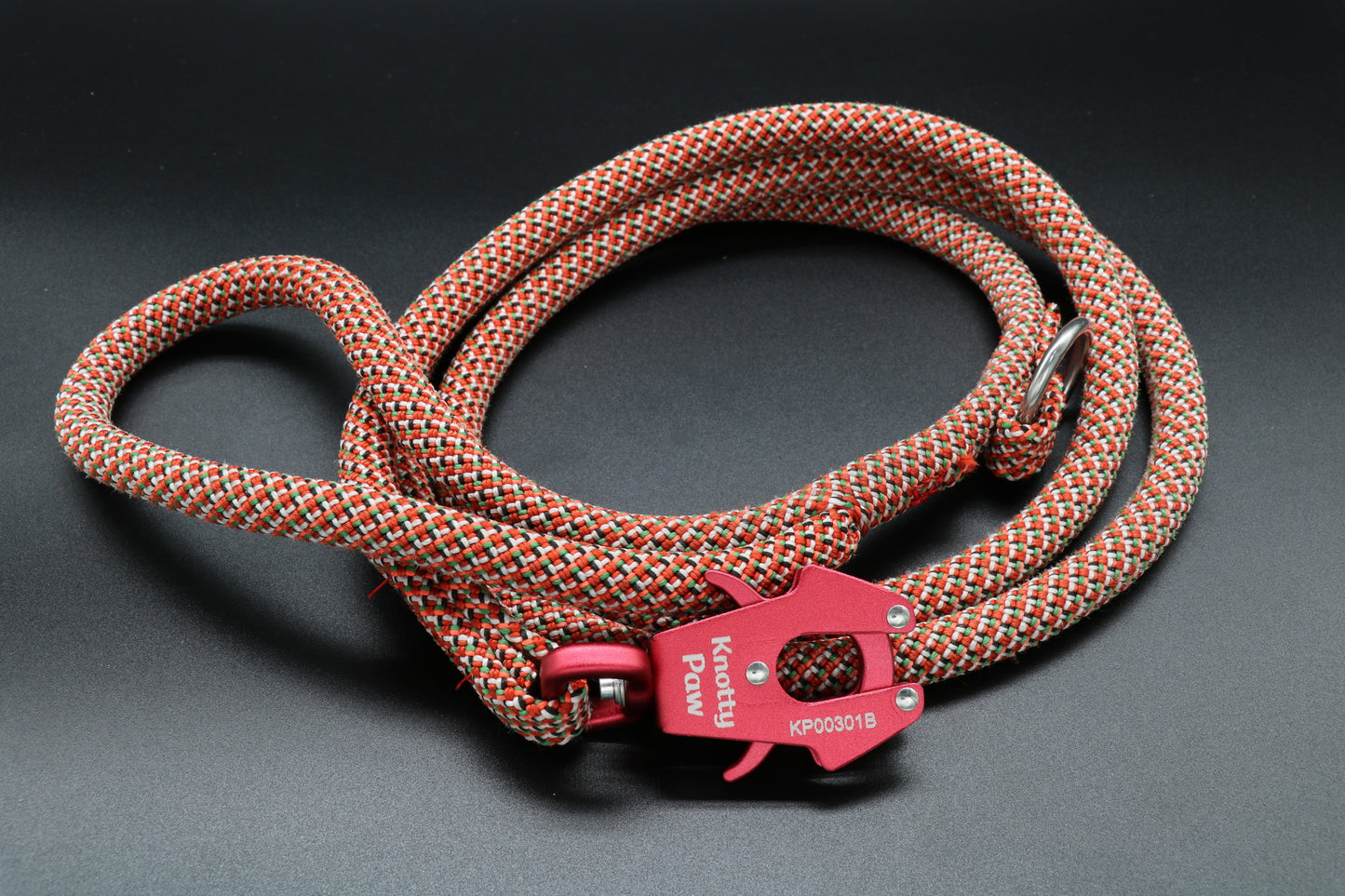 Knotty Paw Red White Black Orange Upcycled Climbing Rope Dog Leash