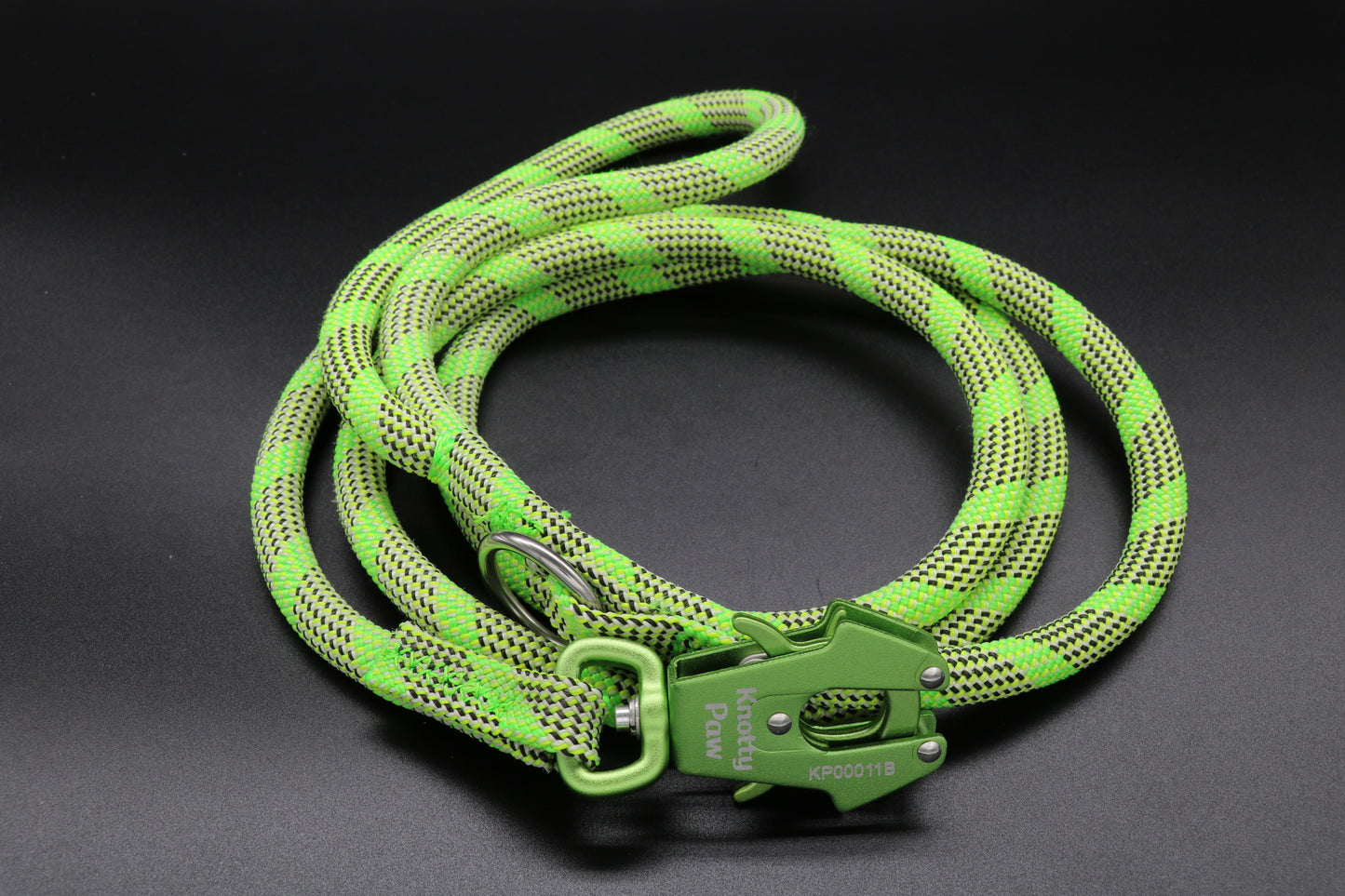 Knotty Paw Green Black Upcycled Climbing Rope Dog Leash