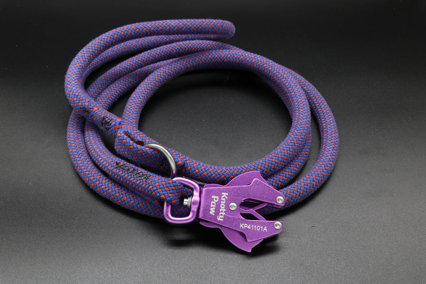 Knotty Paw Purple Red  Upcycled Climbing Rope Dog Leash