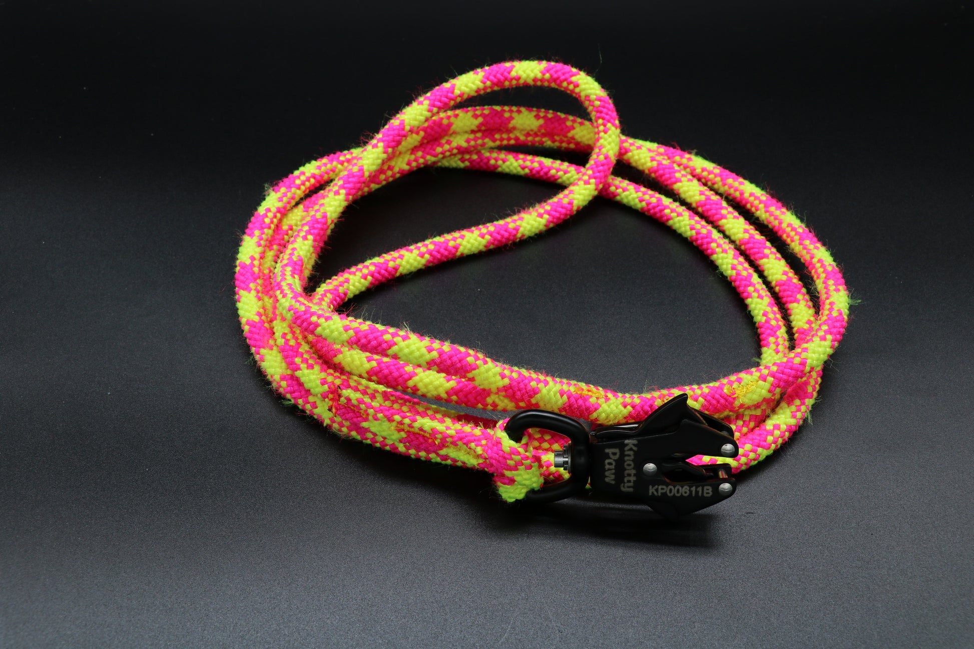 Knotty Paw Pink Yellow Upcycled Climbing Rope Dog Leash