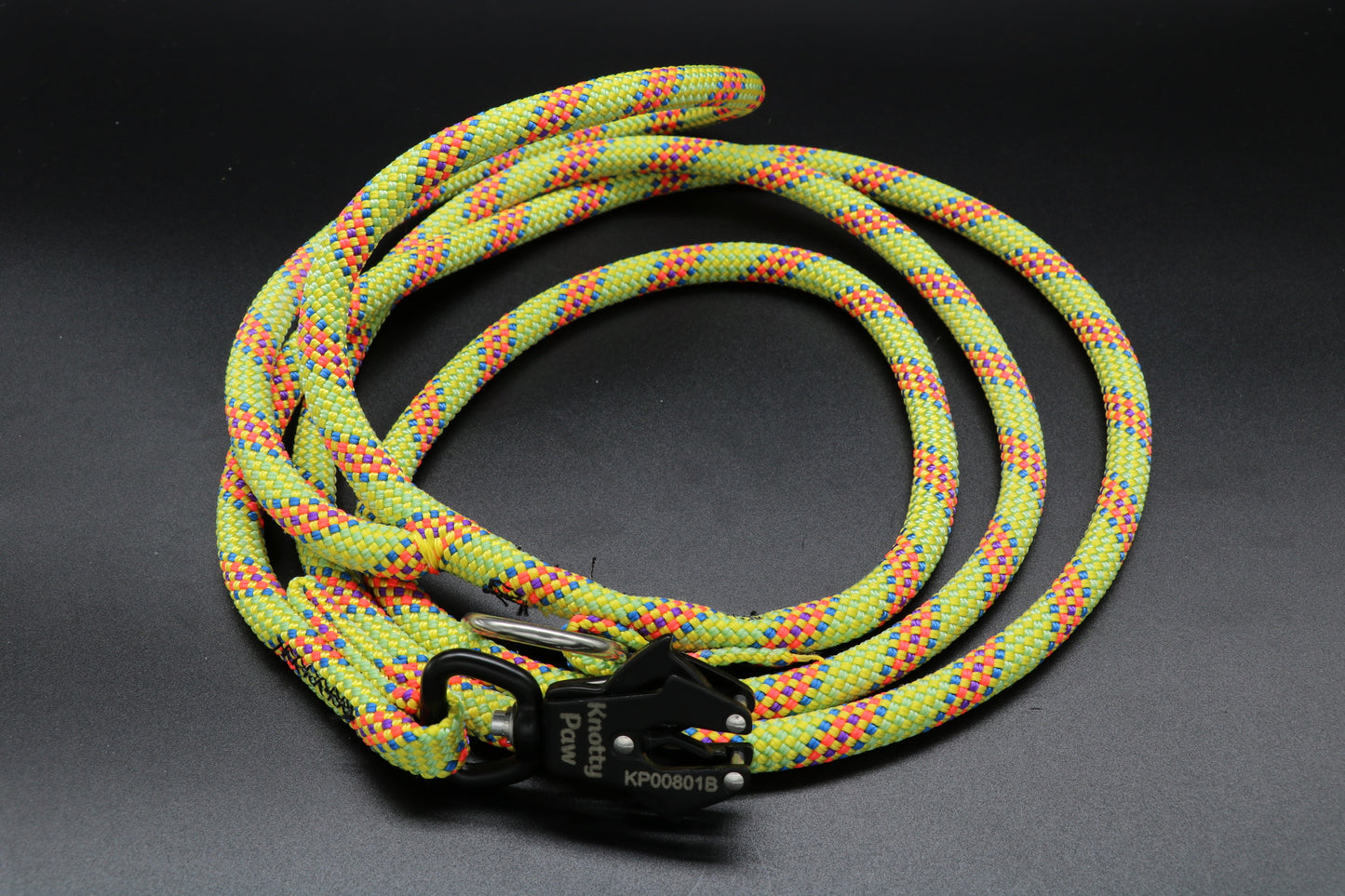 Knotty Paw Green Orange Blue Upcycled Climbing Rope Dog Leash