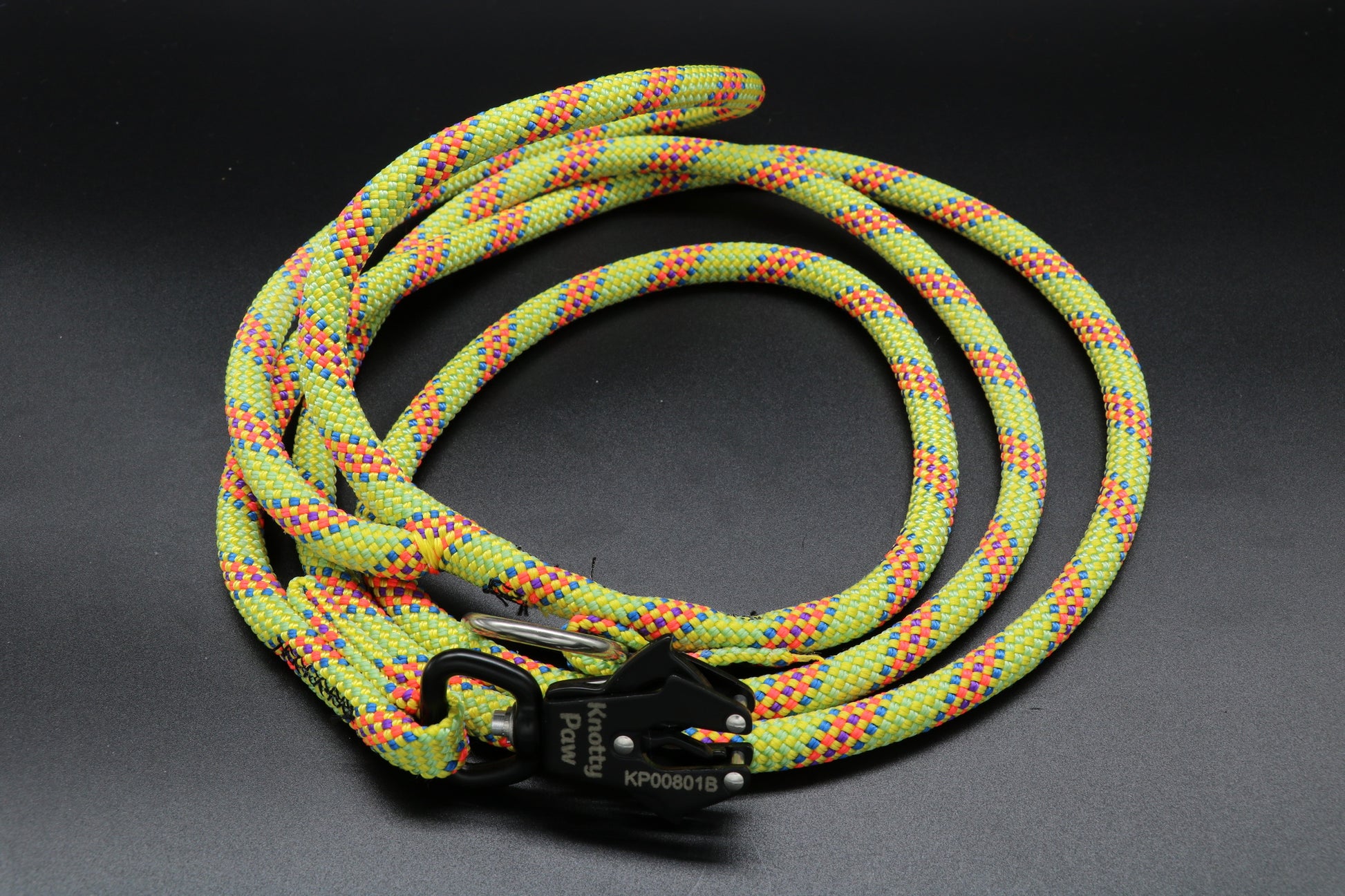 Knotty Paw Green Orange Blue Upcycled Climbing Rope Dog Leash