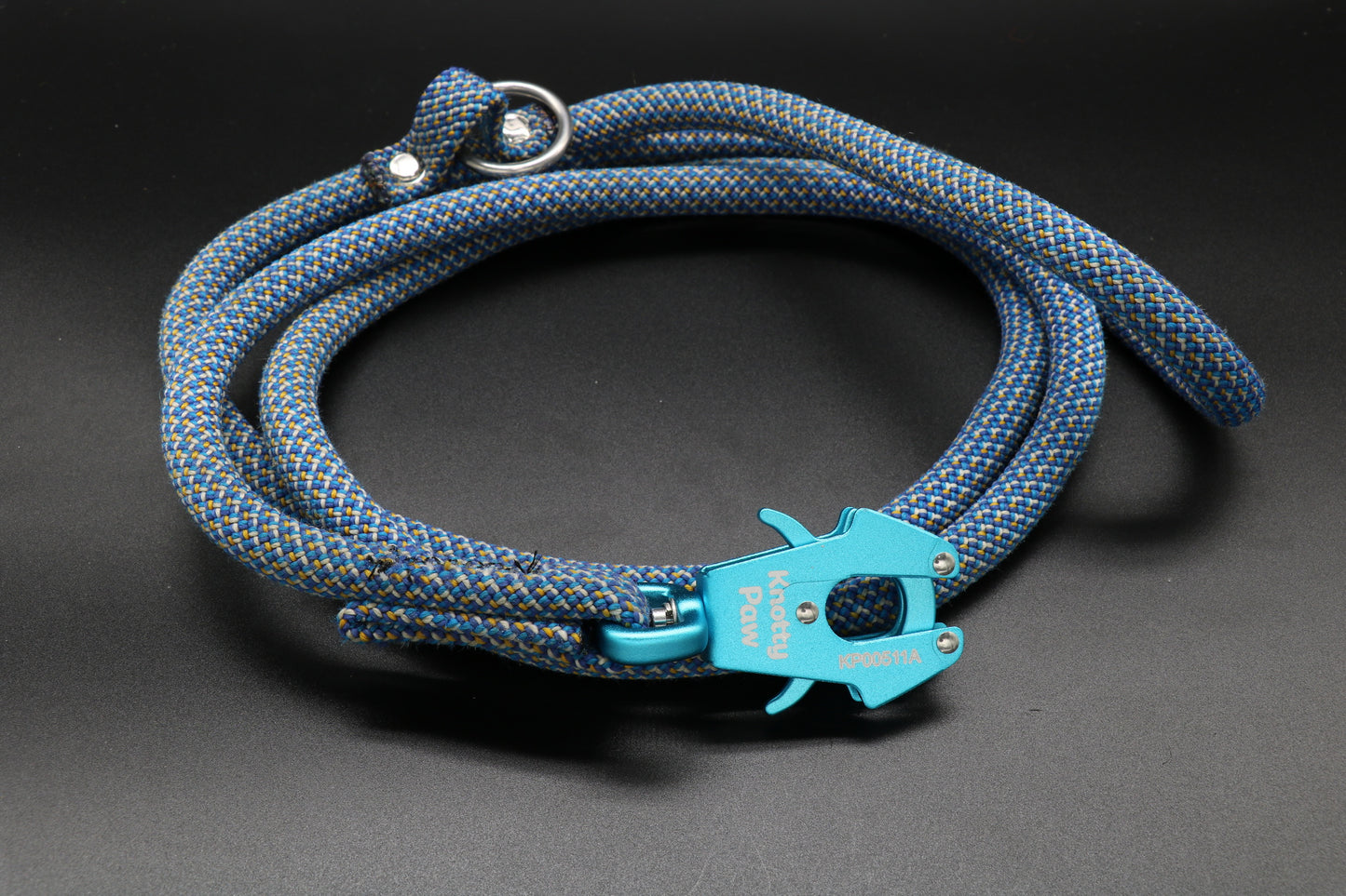 Knotty Paw Blue White Upcycled Climbing Rope Dog Leash