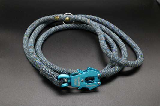 Knotty Paw Blue Gray Multicolor Upcycled Climbing Rope Dog Leash Eco-Friendly