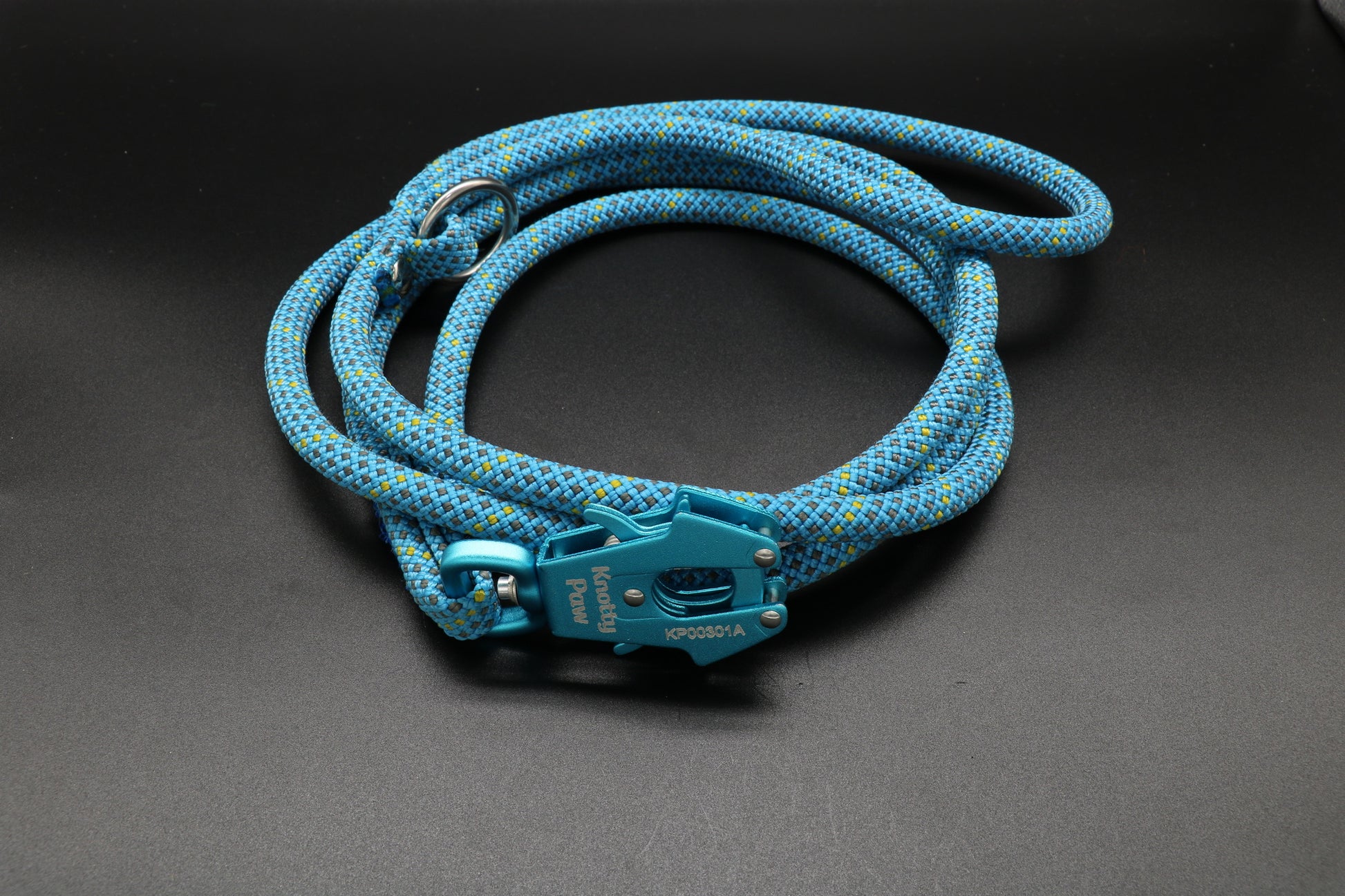 Knotty Paw Light Blue Upcycled Climbing Rope Dog Leash Eco-Friendly