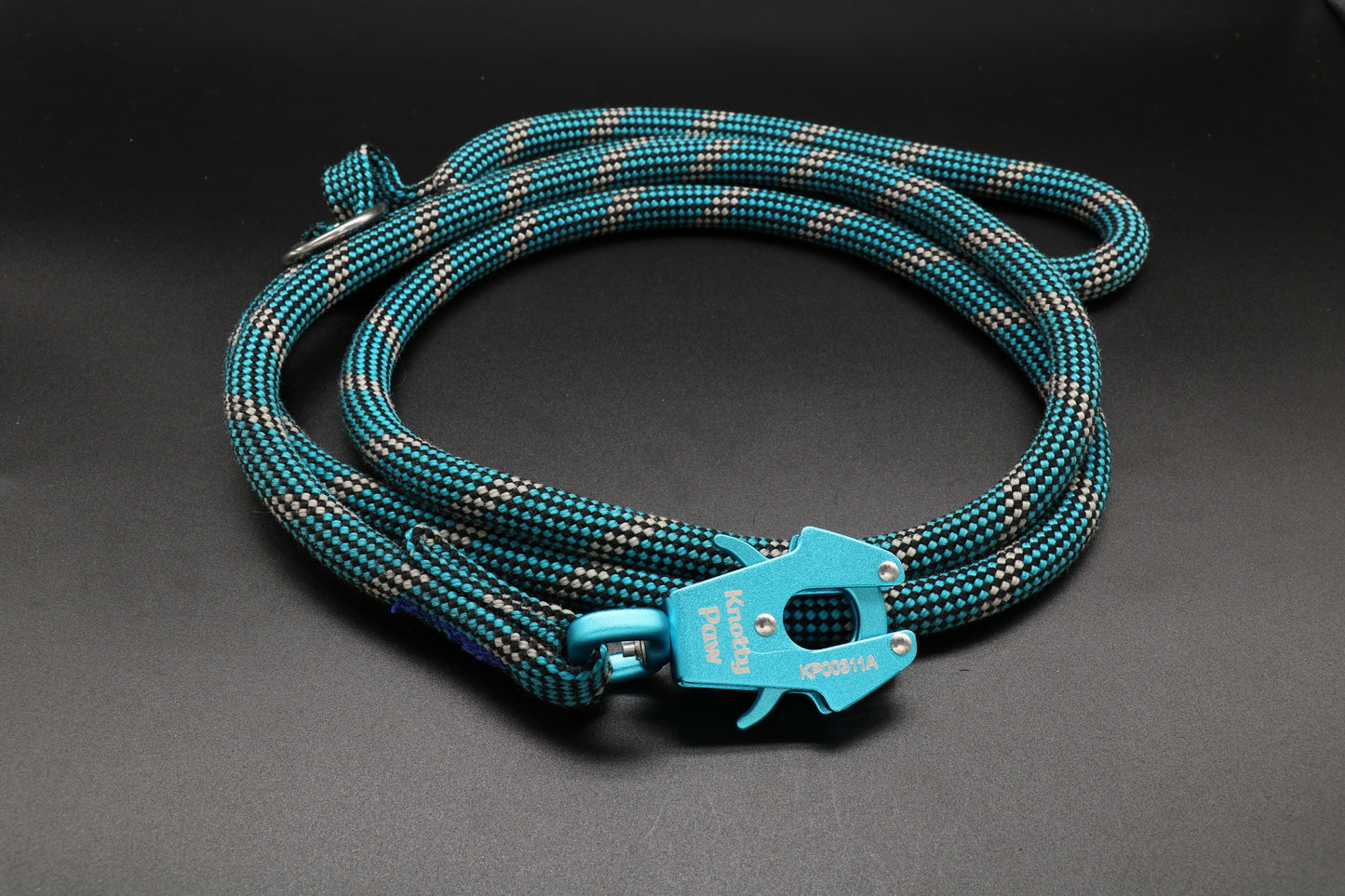 Blue Gray Black Upcycled Climbing Rope Dog Leash Eco-Friendly