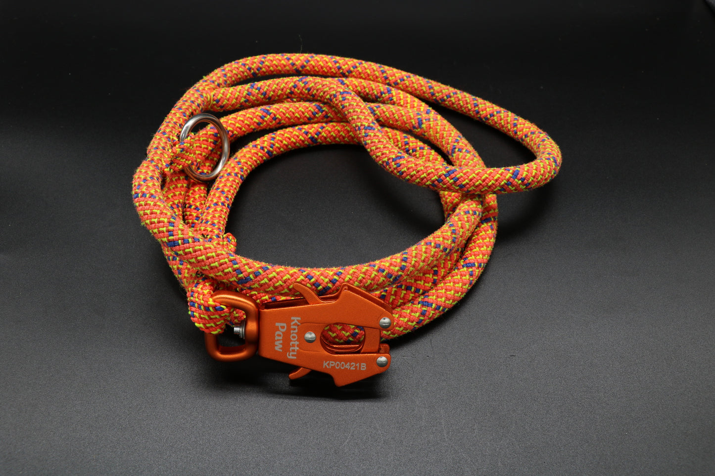 Orange Upcycled Climbing Rope Dog Leash Eco-Friendly