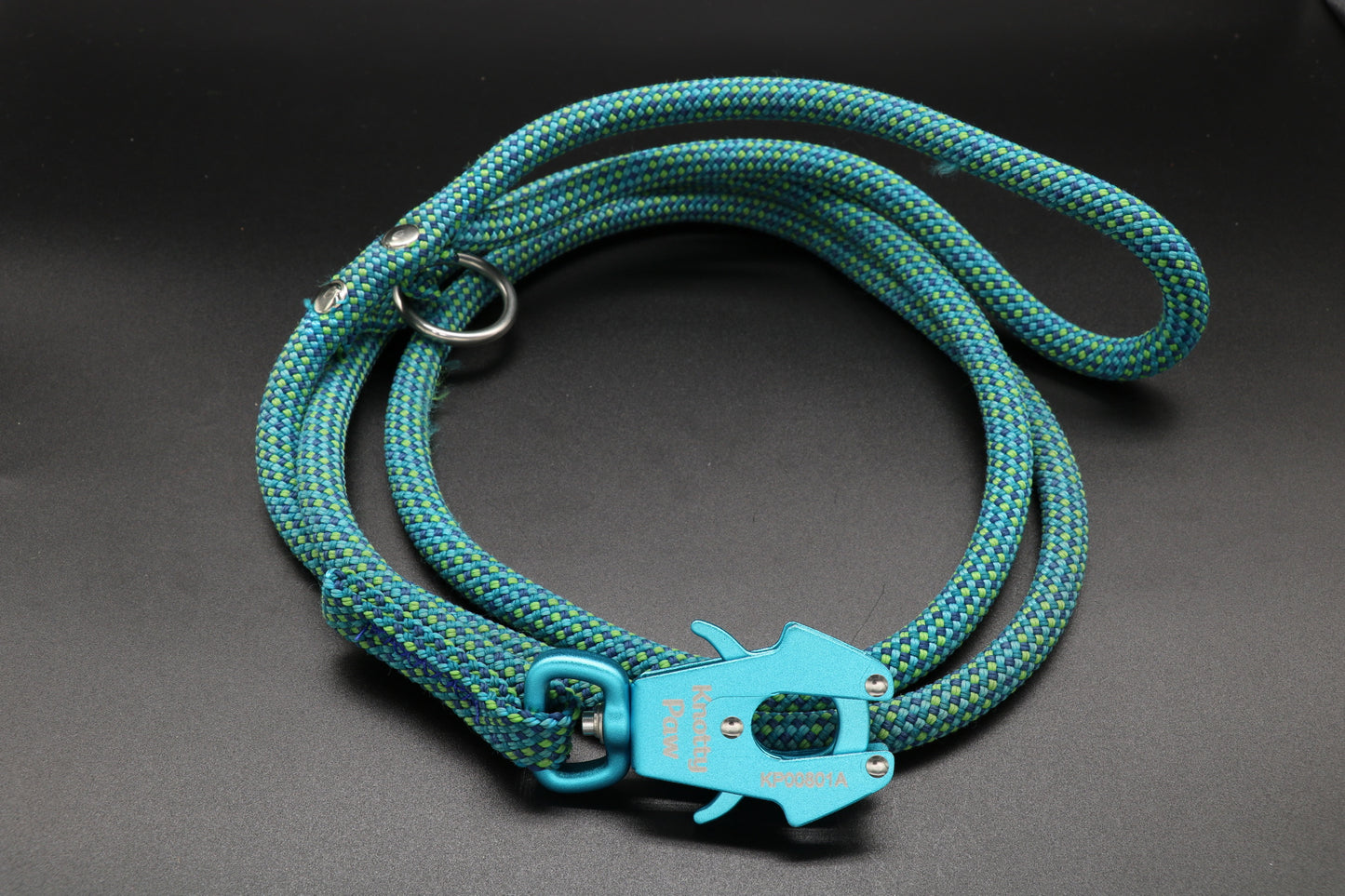 Blue Teal Upcycled Climbing Rope Dog Leash Eco-Friendly