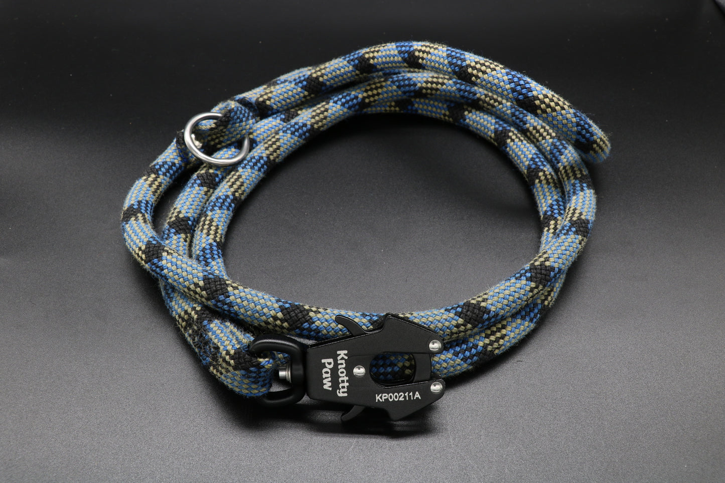 Blue Black Upcycled Climbing Rope Dog Leash Eco-Friendly