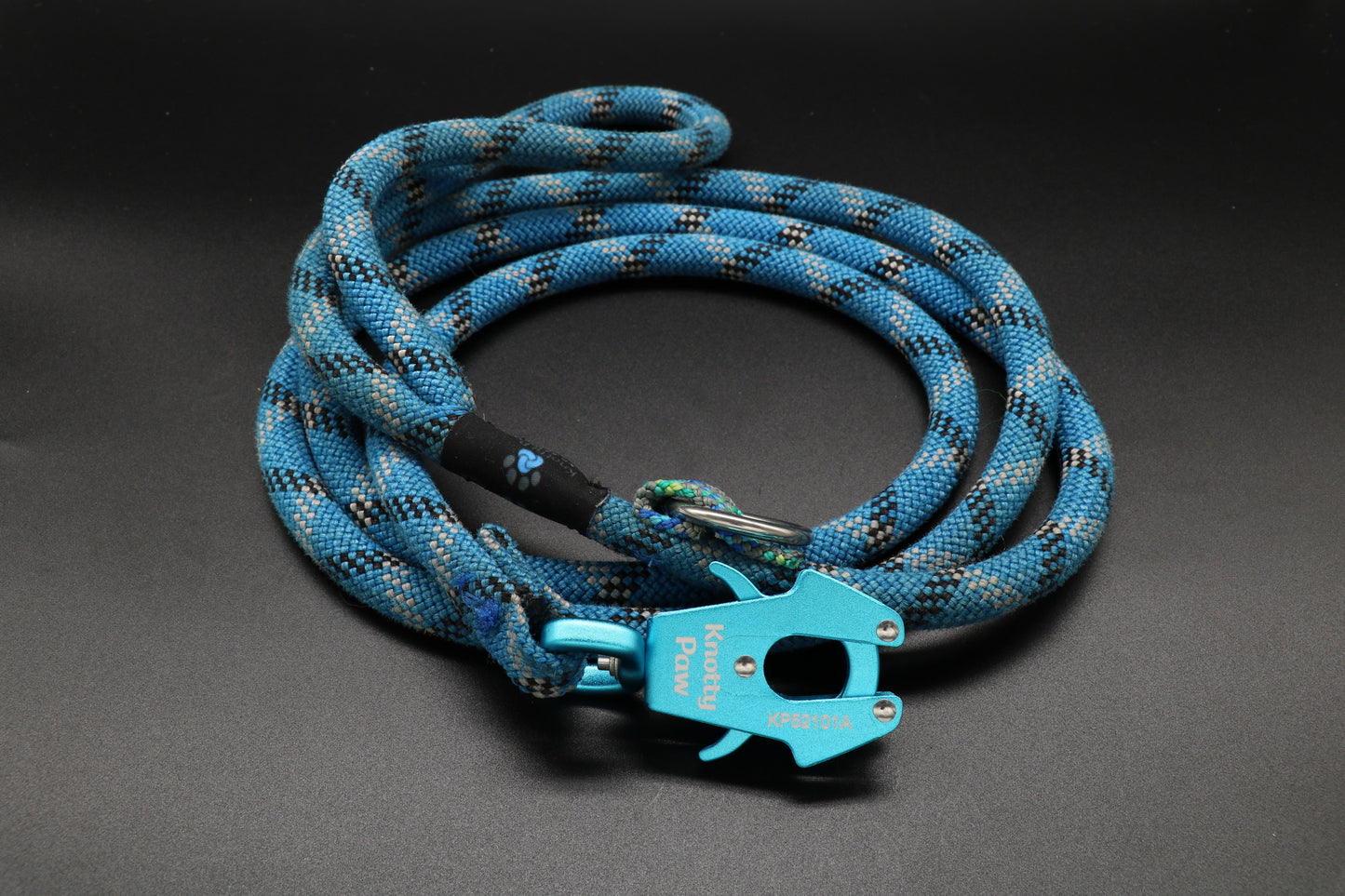 Knotty Paw Blue Black Gray Upcycled Climbing Rope Dog Leash Eco-Friendly