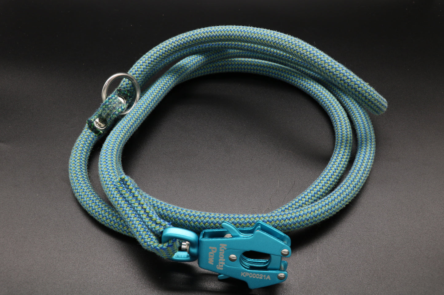 Knotty Paw Blue Blue Green Upcycled Climbing Rope Dog Leash Eco-Friendly