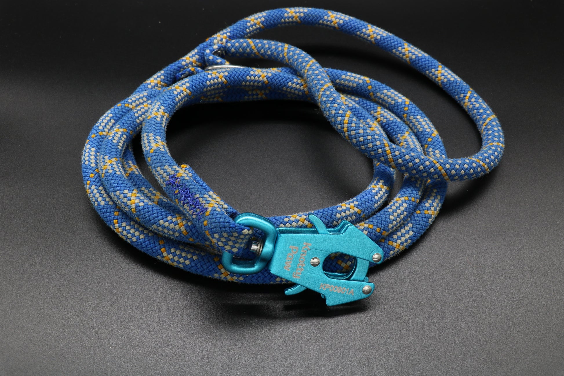 Knotty Paw Blue Gray Upcycled Climbing Rope Dog Leash Eco-Friendly