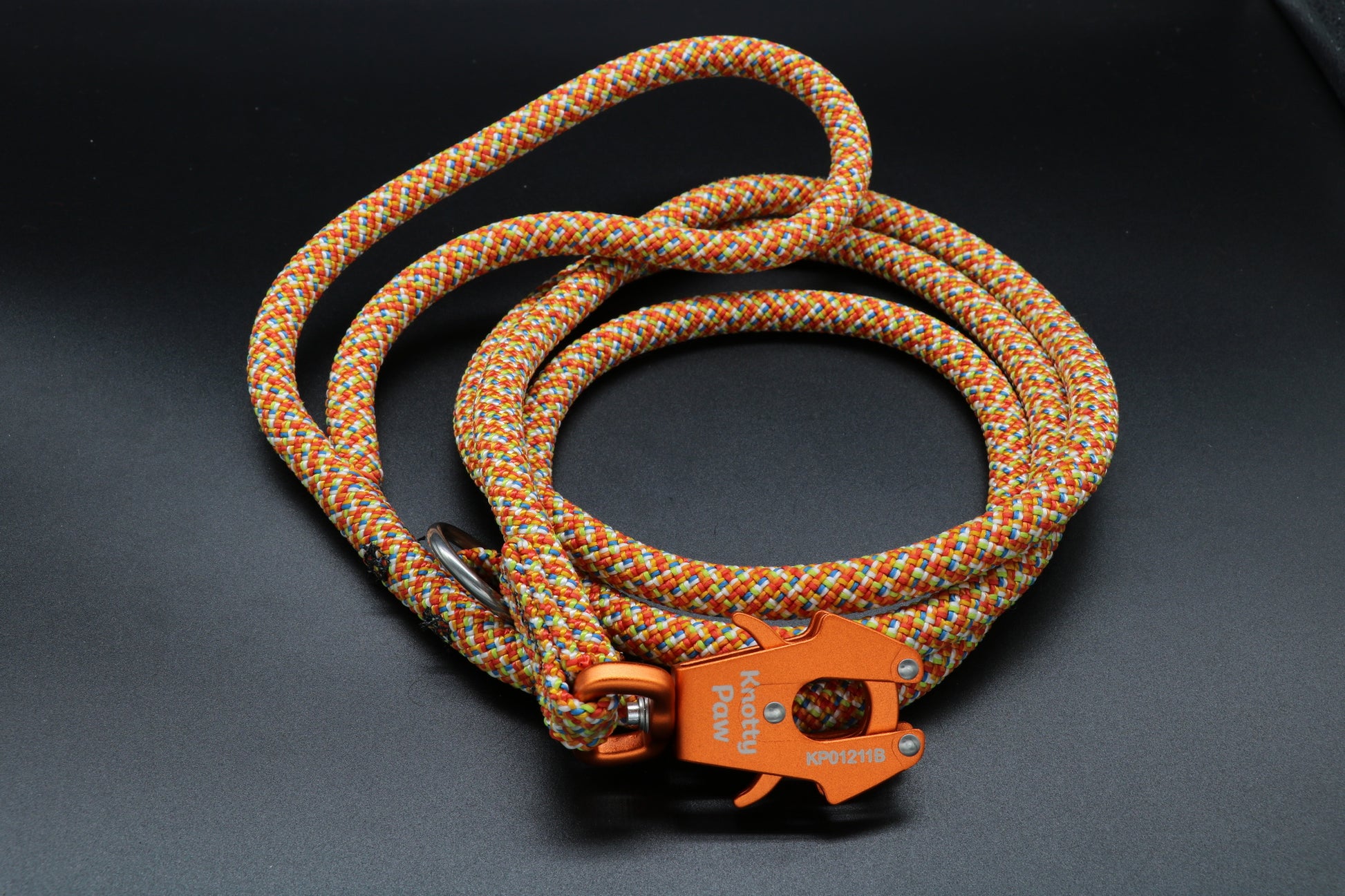 Knotty Paw Orange Multi Upcycled Climbing rope dog leash
