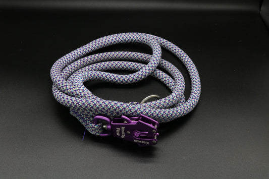 Purple/Teal/White - Whimsy Dust - Upcycled Climbing Rope Dog Leash