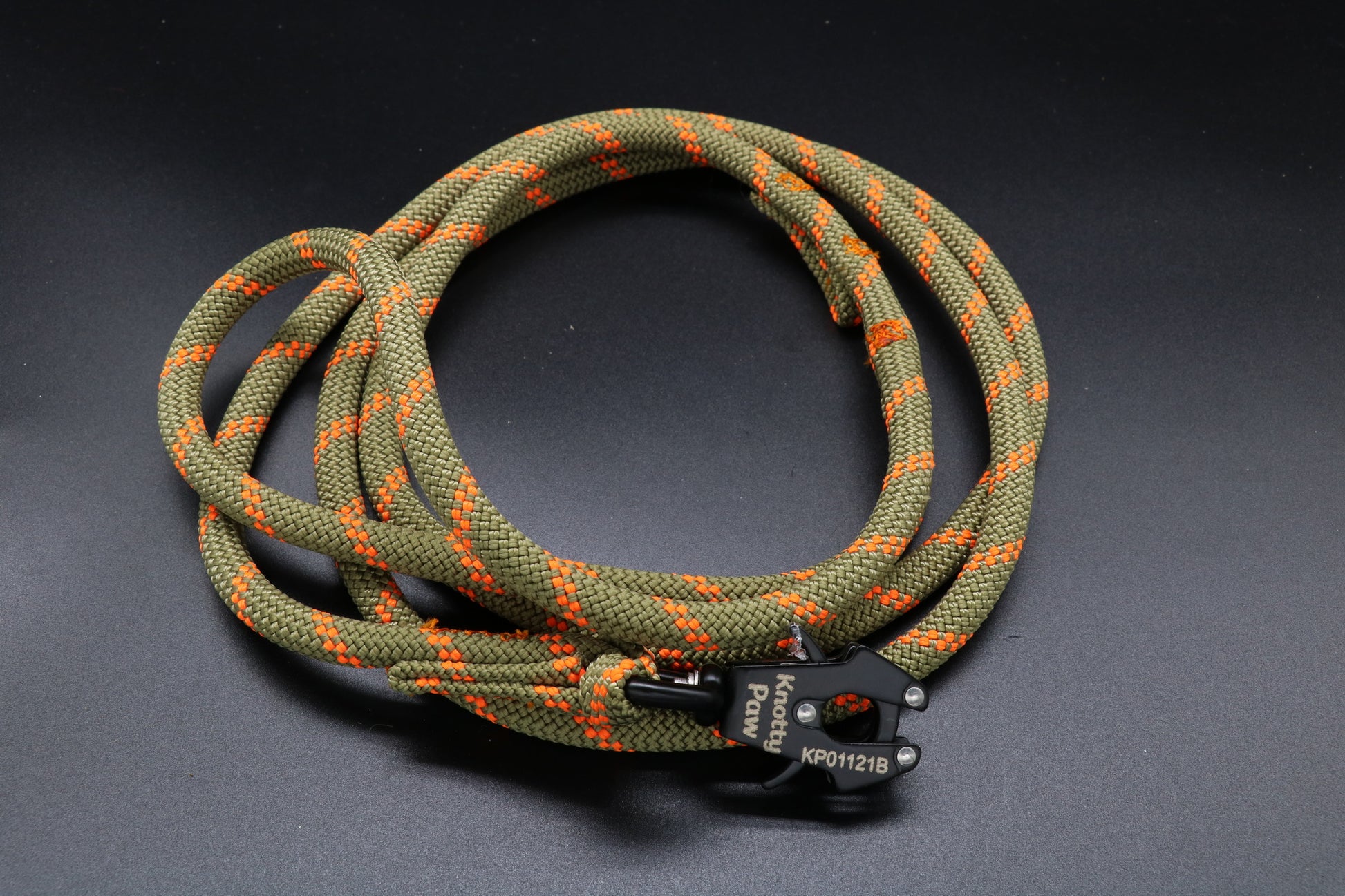 Knotty Paw Green Orange Upcycled Climbing Rope Dog Leash