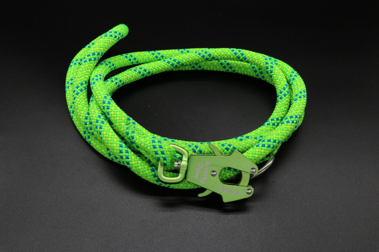 Green - Citrus Bold - Upcycled Climbing Rope Dog Leash