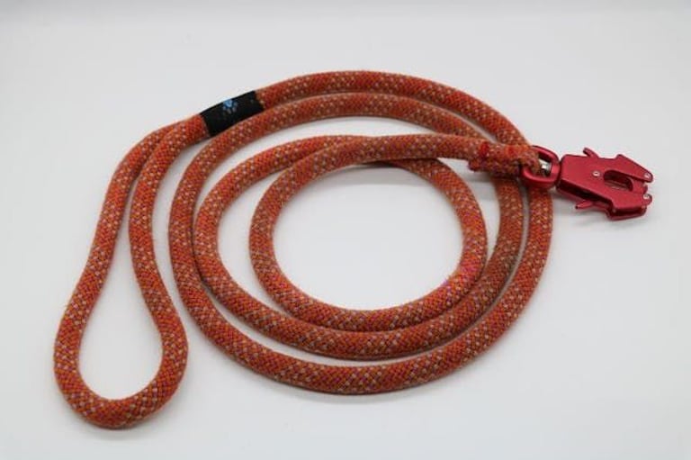 Orange Red Upcycled Climbing Rope Dog Leash
