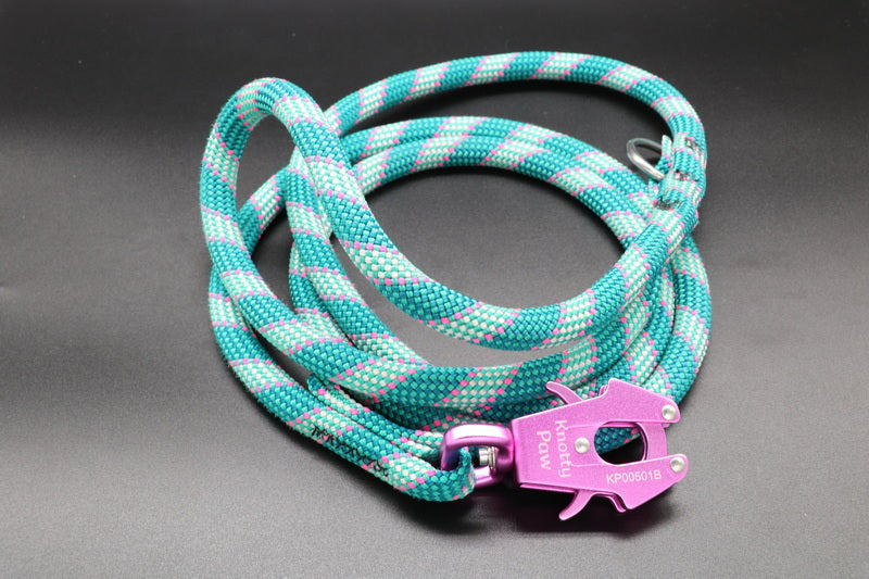 Knotty Paw Light Blue Pink Upcycled Climbing Rope Dog Leash