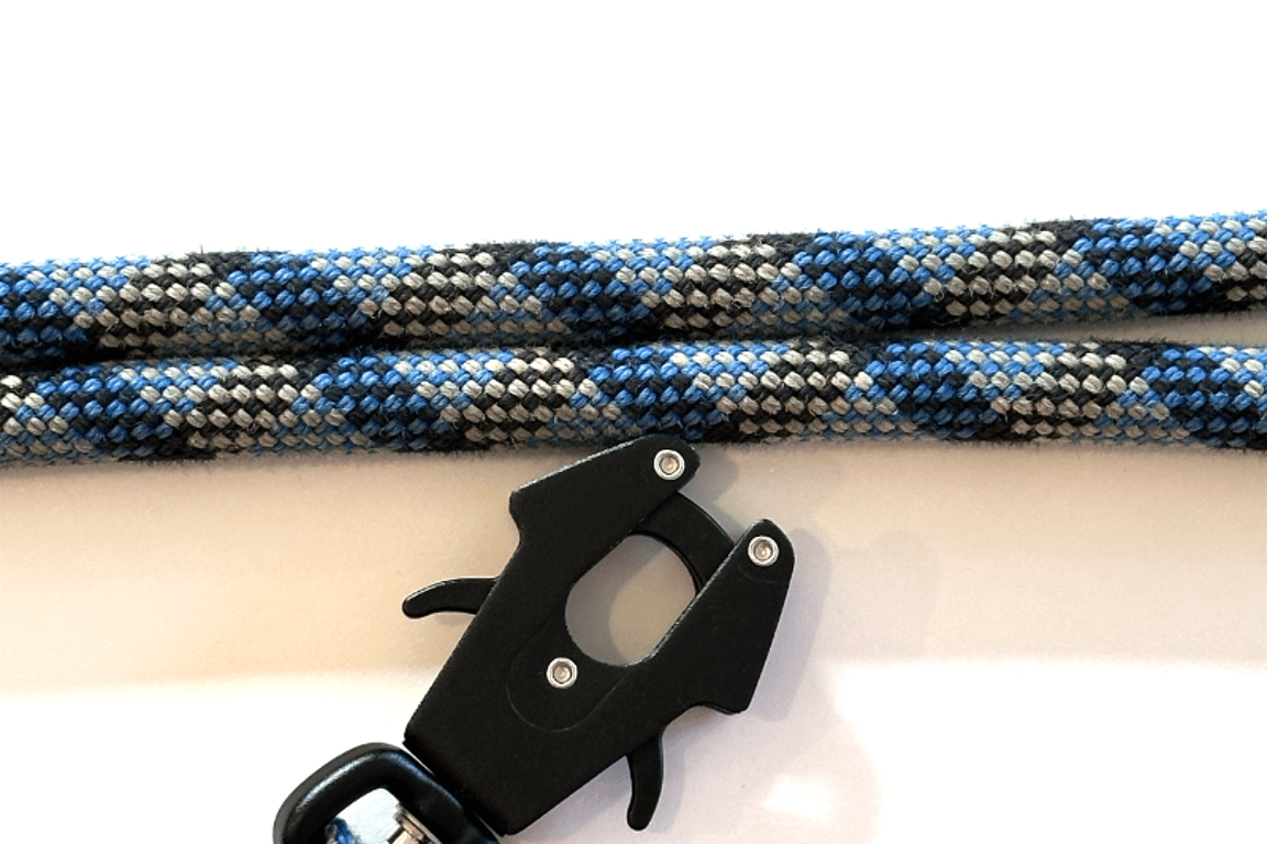 Knotty Paw Blue Black Upcycled Climbing Rope Dog Leash Eco-Friendly