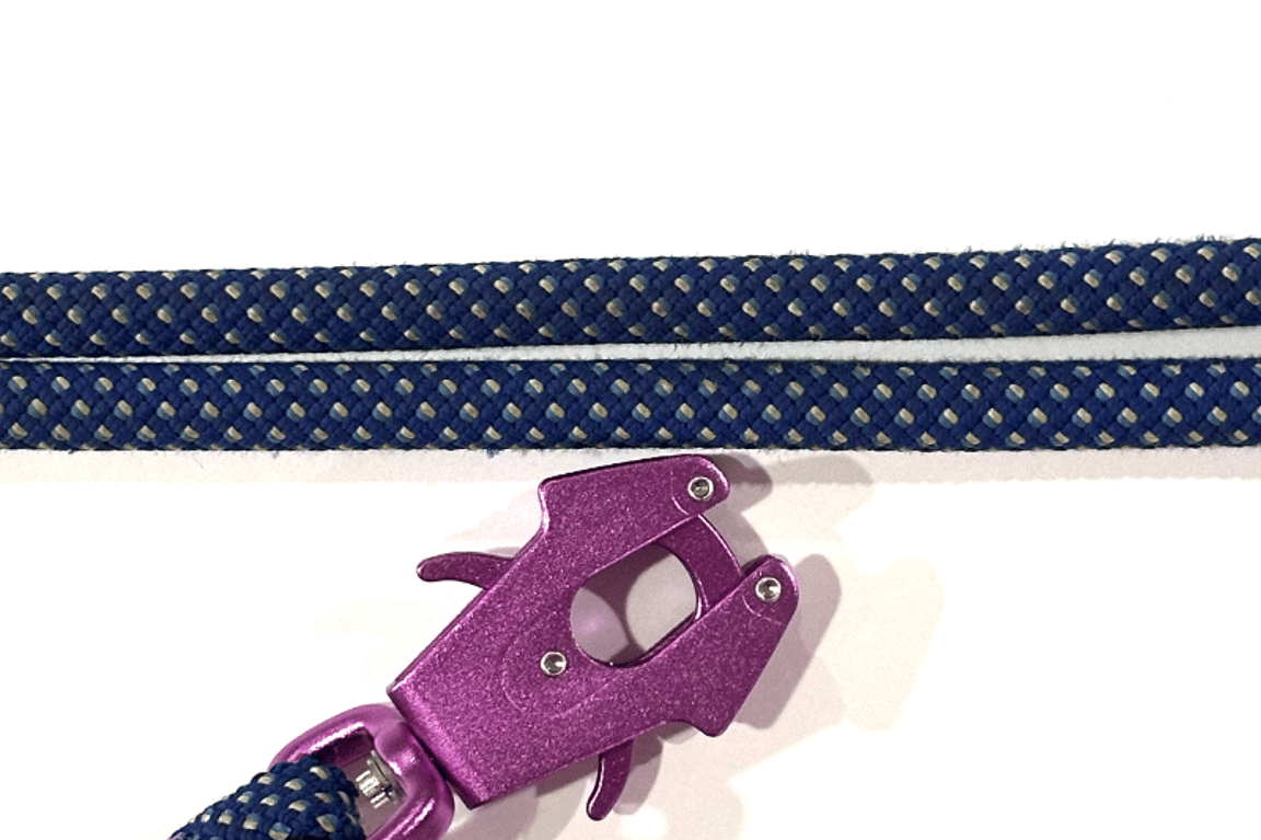 Knotty Paw Blue Purple Upcycled Climbing Rope Dog Leash Eco-Friendly
