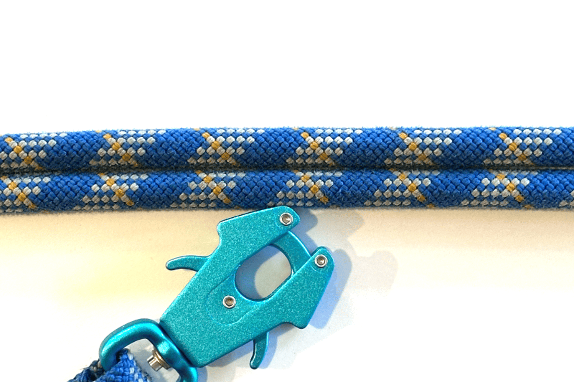 Knotty Paw Blue Gray Upcycled Climbing Rope Dog Leash Eco-Friendly