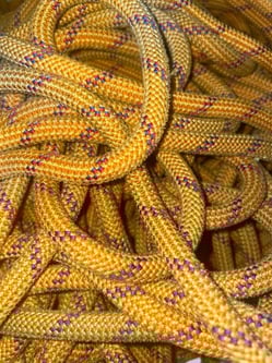 Mustard Yellow/Blue Red Stripe - Mesa Hike -Upcycled Climbing Rope Dog Leash