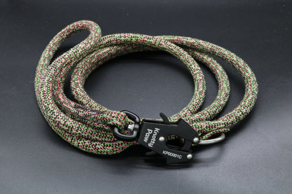 Black/Green/Pink/White -Jungle Static - Upcycled Climbing Rope Dog Leash