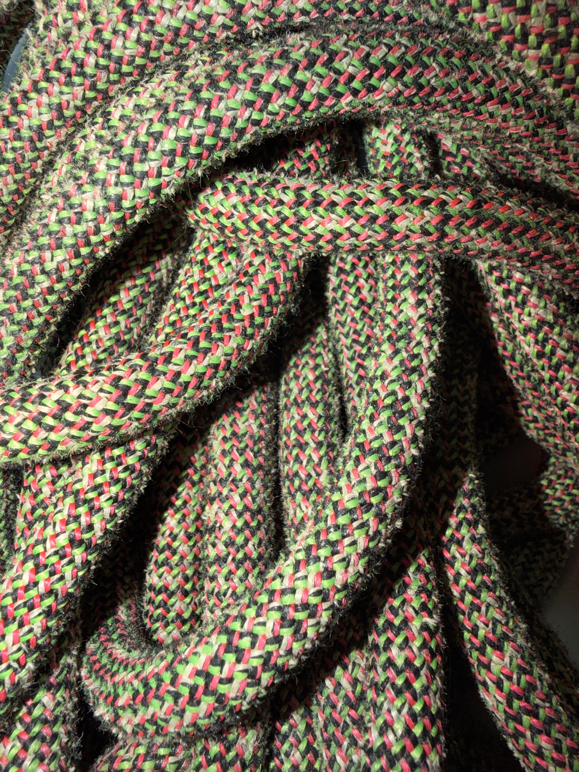 Black/Green/Pink/White -Jungle Static - Upcycled Climbing Rope Dog Leash