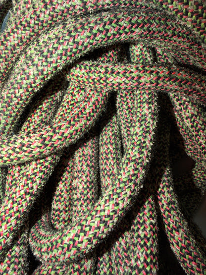 Black/Green/Pink/White -Jungle Static - Upcycled Climbing Rope Dog Leash