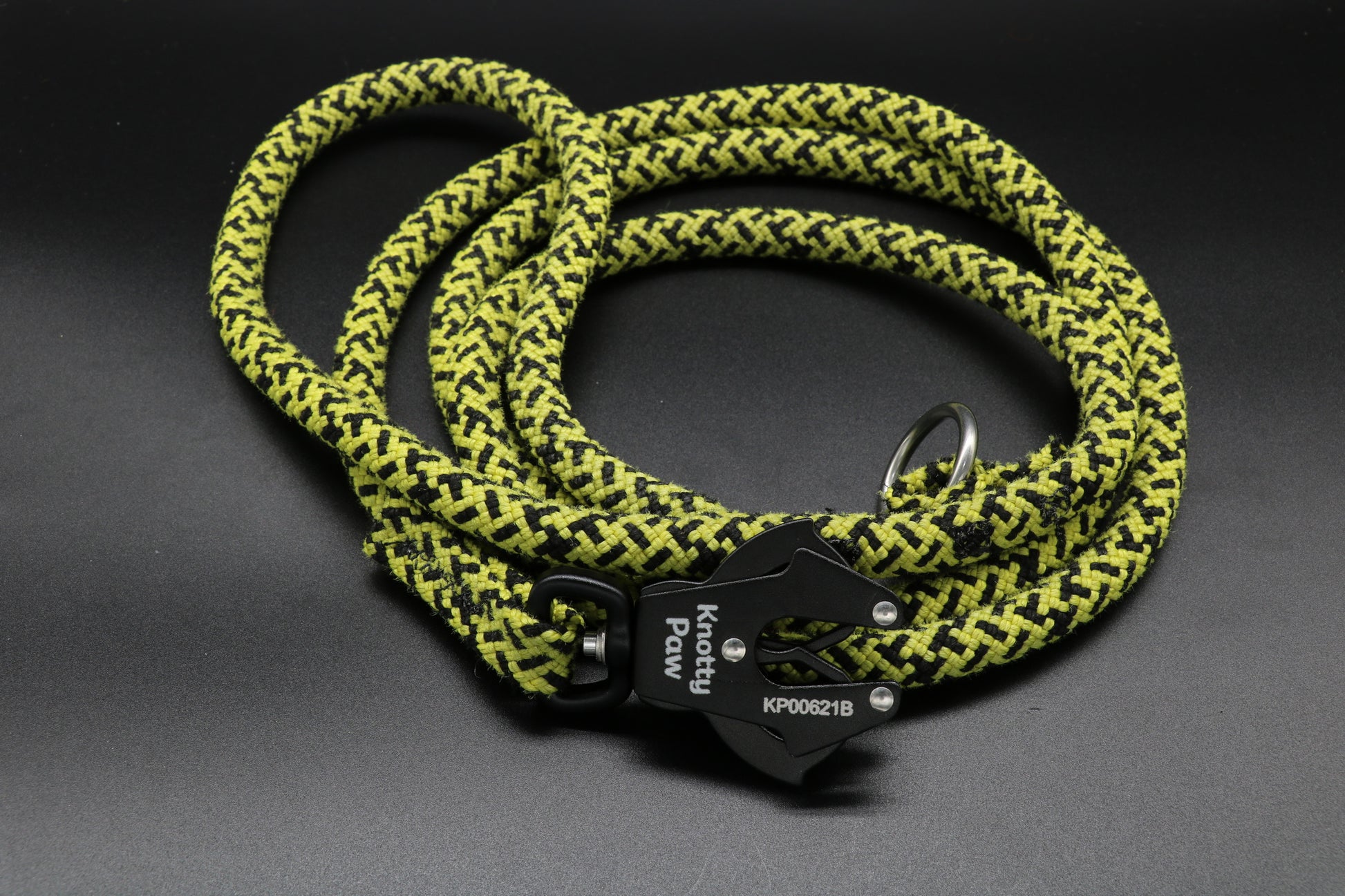 Knotty Paw Yellow Black Upcycled Climbing Rope Dog Leash