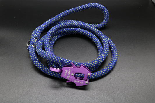 Knotty Paw Blue PurpleUpcycled Climbing Rope Dog Leash Eco-Friendly 