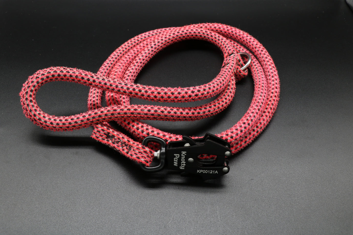pink black Upcycled Climbing Rope Dog Leash Eco-Friendly 