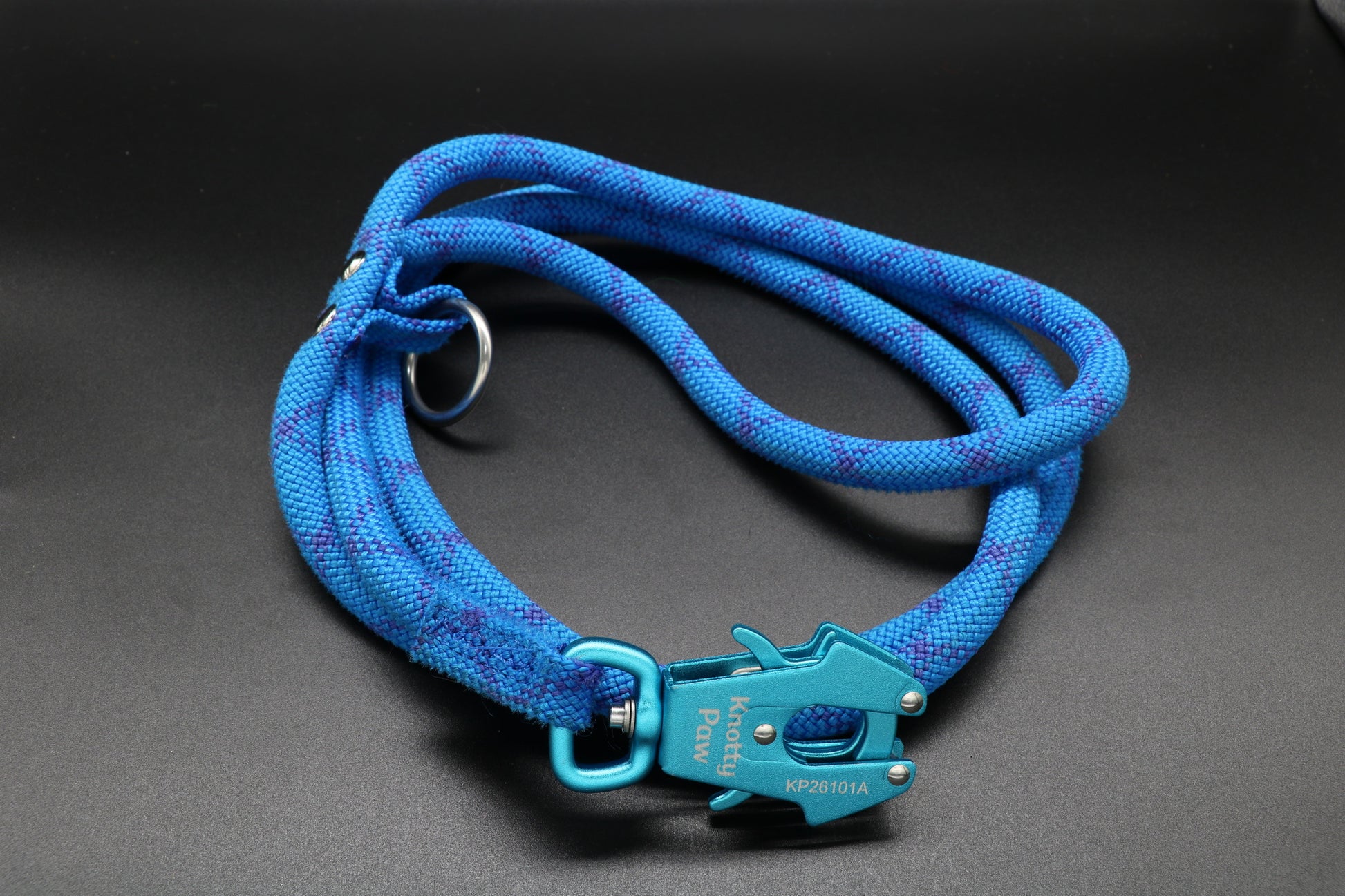 Blue with Blue Stripe Upcycled Climbing Rope Dog Leash Eco-Friendly 
