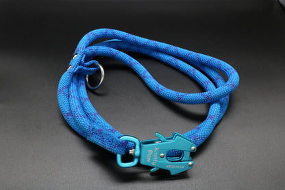 Blue with Blue Stripe Upcycled Climbing Rope Dog Leash Eco-Friendly 
