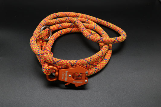 Orange Upcycled Climbing Rope Dog Leash Eco-Friendly 
