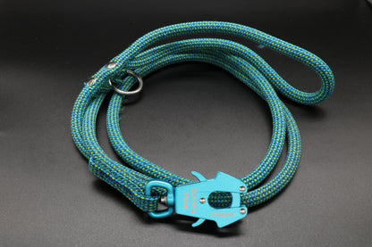 Blue Teal Upcycled Climbing Rope Dog Leash Eco-Friendly 