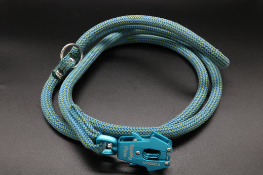 Knotty Paw Blue Blue Green Upcycled Climbing Rope Dog Leash Eco-Friendly 