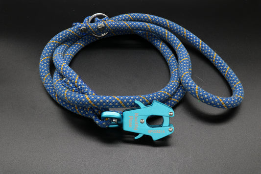 Knotty Paw White Blue Upcycled Climbing Rope Dog Leash Eco-Friendly 