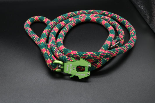 Knotty Paw Green Pink Upcycled Climbing rope dog leash