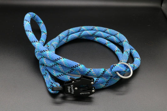 Blue/Teal/Black/White - TideWalker - Upcycled Climbing Rope Dog Leash