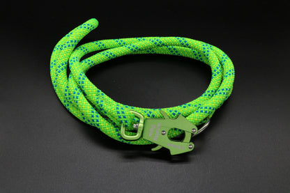 Green - Citrus Bold - Upcycled Climbing Rope Dog Leash