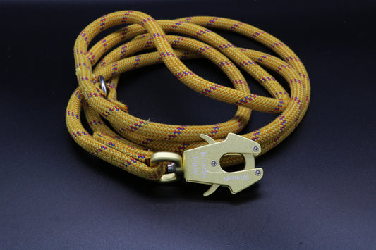 Mustard Yellow/Blue Red Stripe - Mesa Hike -Upcycled Climbing Rope Dog Leash